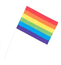 BANDERA CON PALO ARCOIRIS