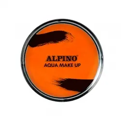 Maquillaje naranja al agua en polvera