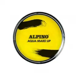 Maquillaje amarillo al agua en polvera