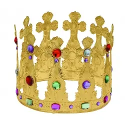 Metal big gemstones crown