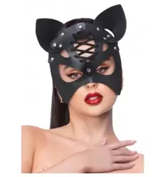 MASCARA NEGRA GATO CUERO