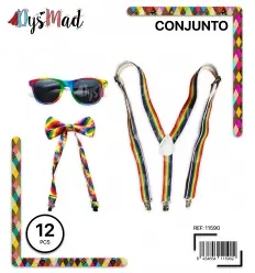 CONJUNTO PAJARITA, TIRANTE Y GAFAS MULITCOLOR