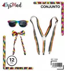 CONJUNTO PAJARITA, TIRANTE Y GAFAS MULITCOLOR