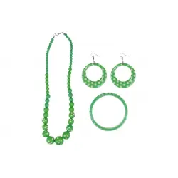 CONJUNTO COLLAR, PULSERA, PENDIENTES ROJO LUNARES