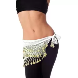 PAÑUELO CINGARA BLANCO CON MONEDAS