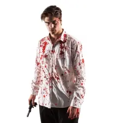 Camisa branca com sangue adulto
