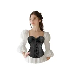 Top corset adulto em tecido preto