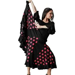 Falda flamenca negra lunares