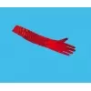 Satin pleated red gloves 60 cm.