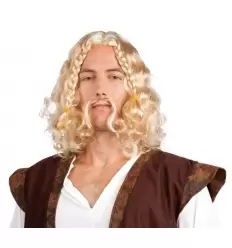Peluca vikingo rubia con bigote