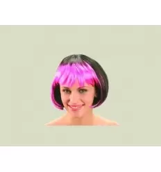 Perruque rose cheveleure courte avec frange