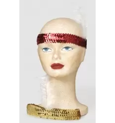 Headband with sequins and feather