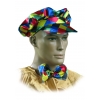 Harlequin ladies cap and bow tie