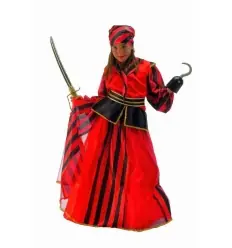 Pirate outfit menina listras vermelhas
