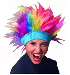 Rainbow punk wig with headband