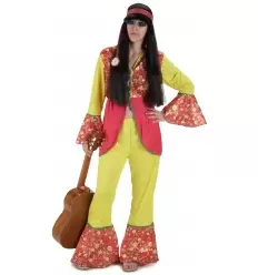 DISFRAZ HIPPIE FLOR MUJER