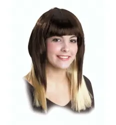 Wig long blondes preta com ponta